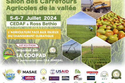 COOPERATIVE DES AGRICULTEURS DU DELTA (COOPAD) EN PARTENARIAT AVEC CGA – SENEGAL ET DOOLEL MBAY- SALON DES CARREFOURS AGRICOLES DE LA VALLEE DU 5 – 6 et 7 Juillet 2024 AU CEDAF DE ROSS BETHIO : »L’Agriculture face aux enjeux du Changement Climatiques « .