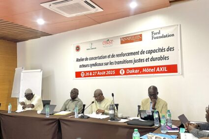 Atelier de  renforcement de  capacités des leaders syndicaux sur les transitions justes et durables à du 26- 27 Août 2025 à Dakar : : « les syndicats doivent disposer des outils techniques et politiques nécessaires pour accompagner les mutations liées à la transition énergétique, défendre les droits des travailleurs et contribuer à un développement durable », ont souligné les organisateurs.