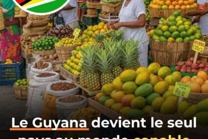Le Guyana : seul pays au monde à produire suffisamment de nourriture pour nourrir toute sa population .